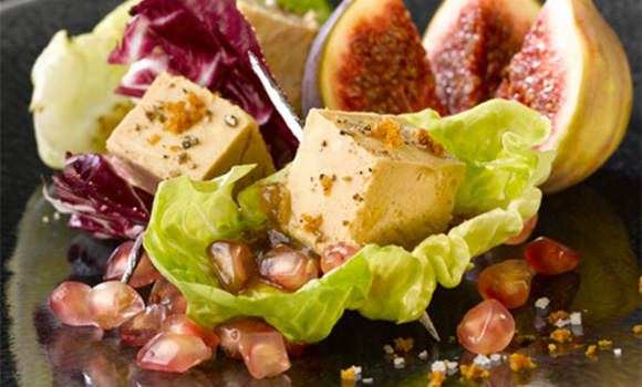 Salade de foie gras aux figues et grenade