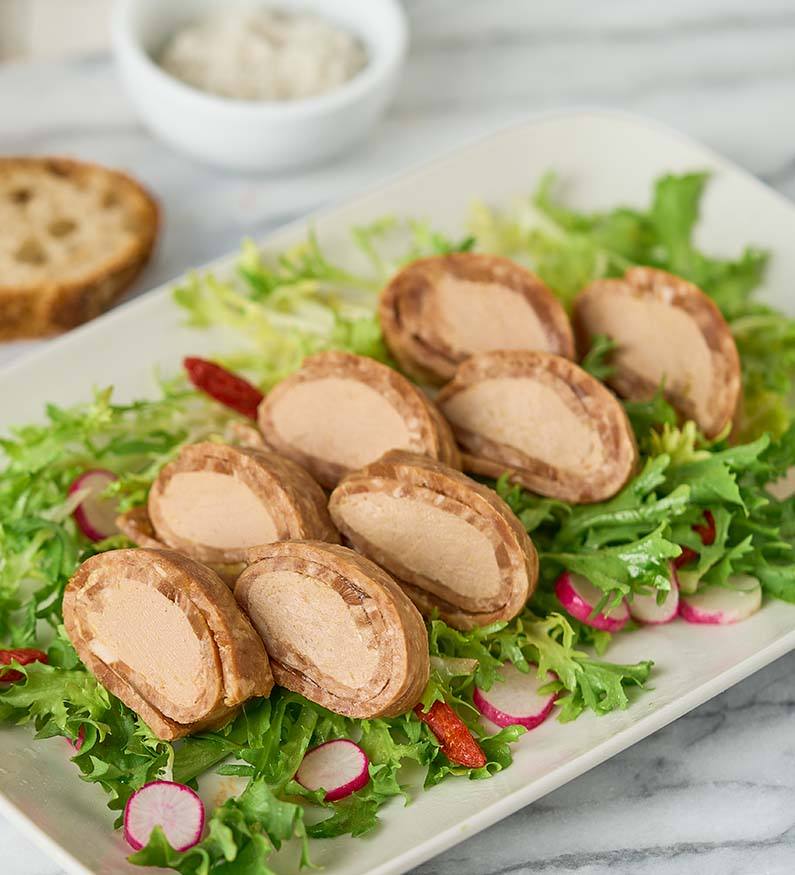 Flûteaux de jambon au foie de canard (30% bloc de foie gras de canard)