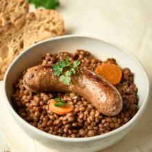 Saucisse de Toulouse aux lentilles du Lauragais