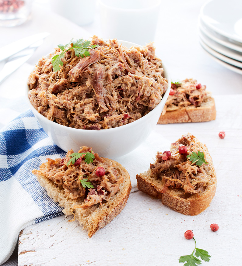 Rillettes pur canard au magret de canard fumé