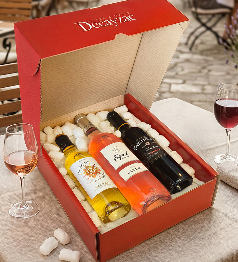 Coffret Jurançon 37,5 cl + Gaillac rosé 75 cl+ Cahors 37,5 cl