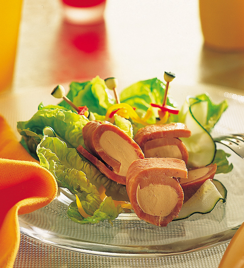 Flûteaux de jambon au foie de canard (30% bloc de foie gras de canard)